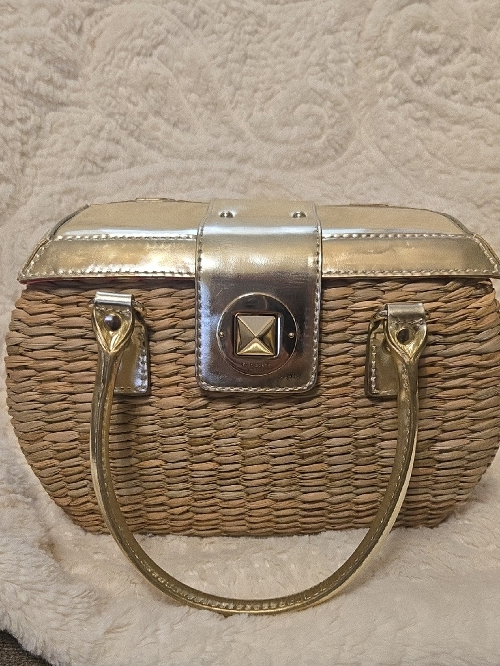 Kate Spade Gold and Tan Woven Handbag